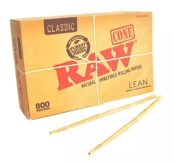 Bibułki RAW Cone Lean gotowe skręcone 800 szt.